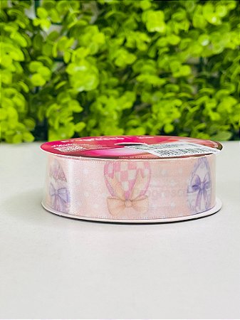 Fita Cetim Rolo 22mmx10m ECF005TR Cor 231 Ovos De Páscoa Laços Progresso