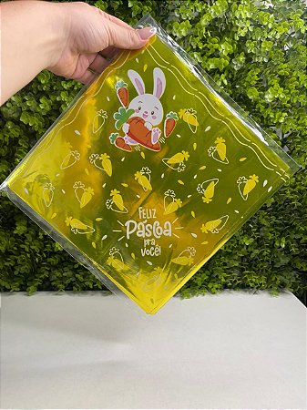25 Saco p/ Ovo Pratik 25cmx25cm 150/250g Páscoa Albano - Abraço do Coelhinho Amarelo