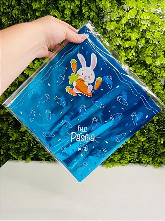 25 Saco p/ Ovo Pratik 25cmx25cm 150/250g Páscoa Albano - Abraço do Coelhinho Azul