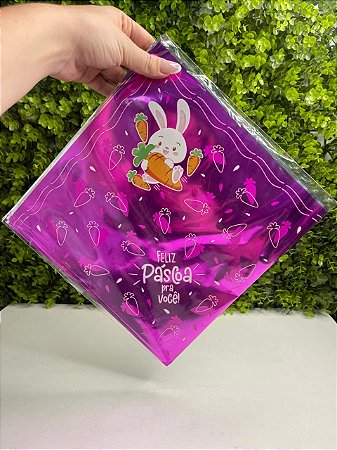 25 Saco p/ Ovo Pratik 25cmx25cm 150/250g Páscoa Albano - Abraço do Coelhinho Pink