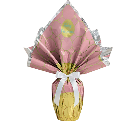 25 Saco p/ Ovo Pratik 35cmx35cm 250/350g Páscoa Albano - Feliz Páscoa Rose/Ouro