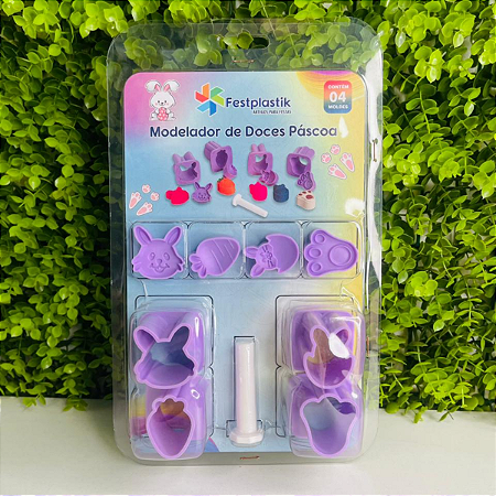 Modelador De Doces 4 Moldes Roxo Para Páscoa Festplastik 2182