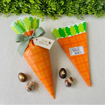 50 Sacos Cone Cenoura Colheita Feliz Sortido 13,5x22,5 Páscoa 11600052 Cromus