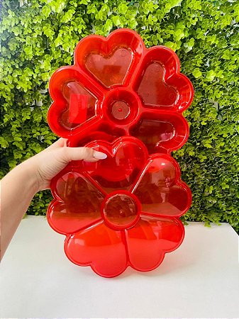 Fondue Box Flor De Corações (PETISQUEIRA) Vermelho Translúcido - BlueStar