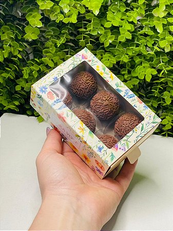 10 Caixas Para 6 Doces Gaveta Com Visor Atelier Das Flores Presente Dia Das Mães Namorados Chocolate C5991 Ideia