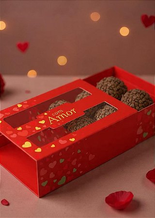 10 Caixas Para 6 Doces Gaveta Com Visor Amor Clássico Dia Das Mães Namorados Presentes Brigadeiros C5952 Ideia