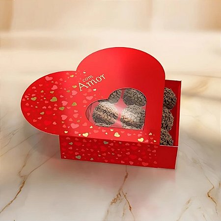 10 Caixas Coração 9 Doces Gaveta Com Visor Amor Clássico Dia Das Mães Namorados Brigadeiros Presentes C5957 Ideia