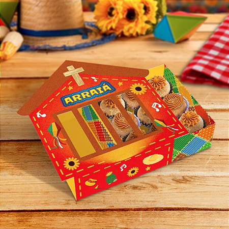 10 Caixas Para 9 Doces Gaveta Com Visor Nosso Arraiá Embalagem Festa Junina Brigadeiros Mini Bolos Cupcakes C6021 Ideia