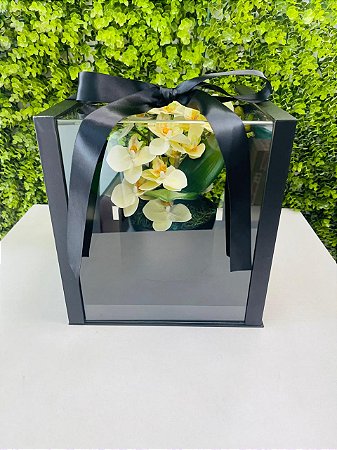 Kit Presente Caixa Acrílico Preto E Orquídea Cromus