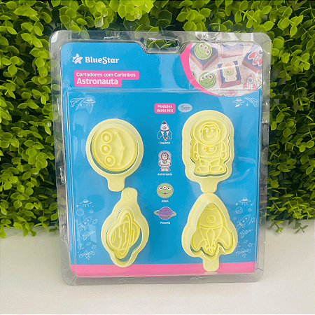 Kit Cortadores com Carimbos Astronauta 5cm BlueStar