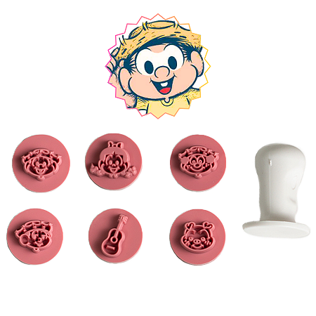 KIT CARIMBOS CHICO BENTO ROSA BEBÊ (2,5 cm) - 7 PC