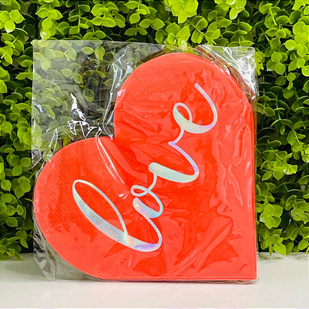 20 Guardanapos Estampado 32x32cm Coração Love Namorados Decoração Mesa Jantar Festa Noivado Mães GP33275 Silver