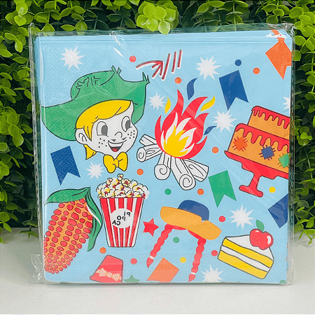 Guardanapo Azul Estampado 33cm Pct c/20un Papel Para Festa Junina GP33160 Silver
