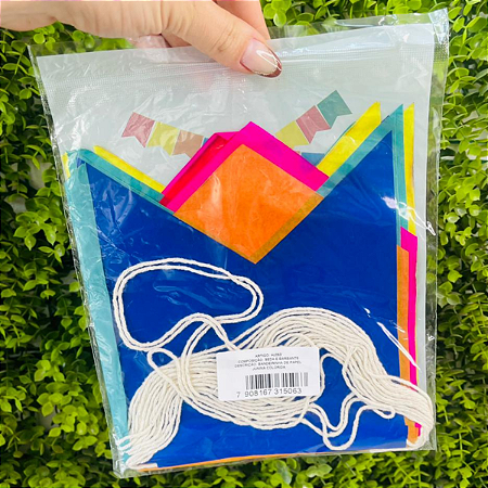 Bandeirinha De Papel Junina Colorida 10 Metros HJ063 Silver