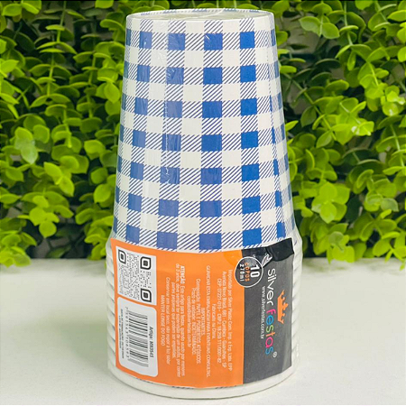 Copo Papel Xadrez Azul Festa Junina Pct c/10un MX054S Silver