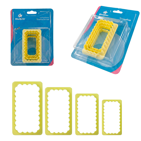 Cortador Retangular Babado 4 pcs BlueStar