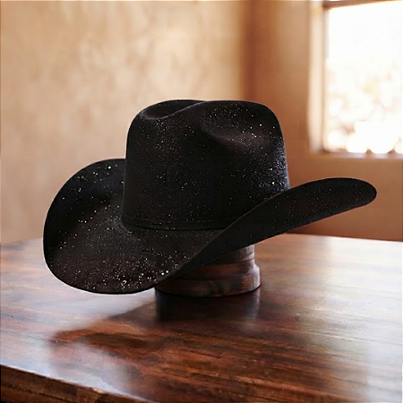 Chapéu Country Brilhante C/1un Preto Ponto Das Festas