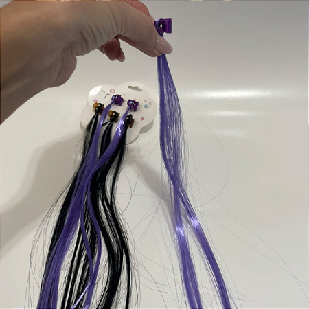 Presilhas Com Mechas Preto E Roxo 35cm C/6un Ponto Das Festas