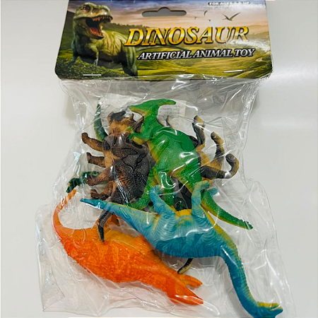 Mini Animais Dinossauros Emborrachado Pct C/6un Ponto Das Festas