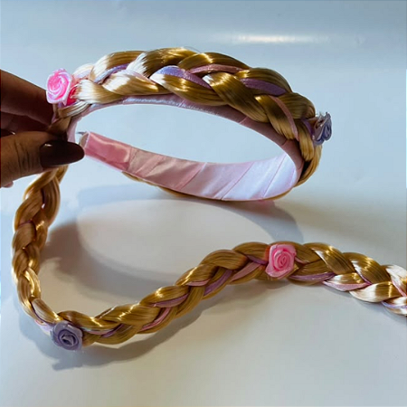 Tiara Com Trança C/1un Rosa Ponto das Festas