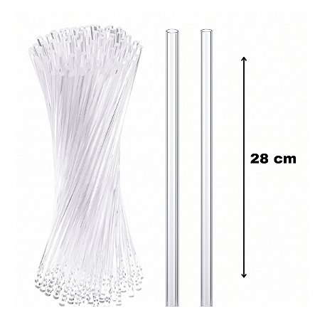 Palito para Pirulito e Topo de Bolo Transparente Grande 28cm pct c/50 un Cristal