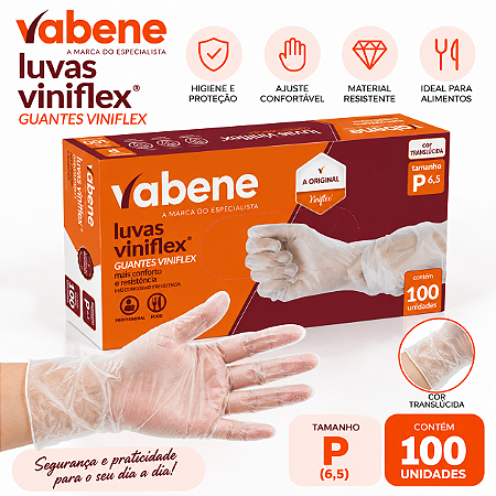 Luva Viniflex P Transparente Cx c/ 100UN Vabene 1530