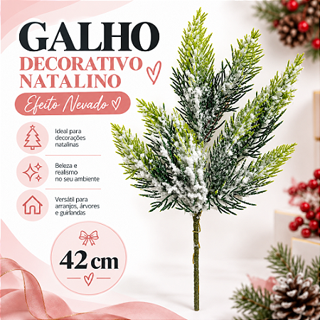 Decoração Galho Médio Branco 41cm C/1un Natal Cromus 1087400