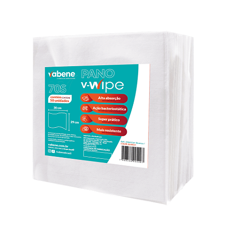 V-Wipe 70s 30X29cm Branco 50Uun/Pct Vabene 24662