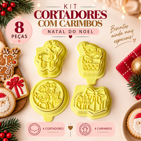 Kit Cortadores com Carimbos Natal do Noel 5cm BlueStar