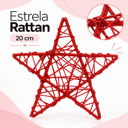 Estrela Rattan Vermelho 20cm Natal Cromus 1212038