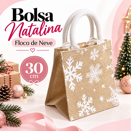 Bolsa Com Alça Floco De Neve Cru/Branco 30cm C/1un Natal Cromus 1045361