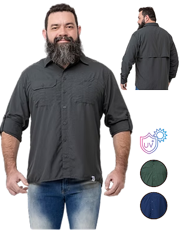 Camisa Masculina com Proteção U.V. Estilo Columbia