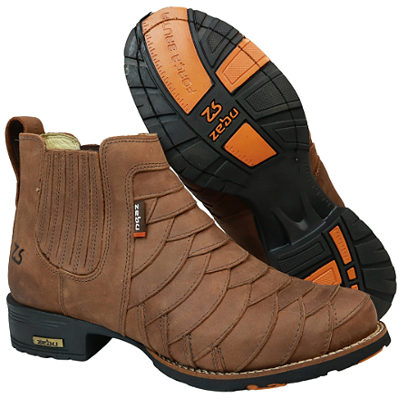 Botina Country Bico Redondo Couro Escamado (58040) Zebu