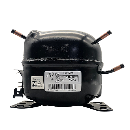 Motor Compressor 1/6 HP EMI55HER Gás R134A Embraco 110v