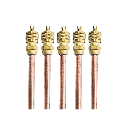 5x Válvulas Serviço Schrader 1/4 50mm Cobre Refrigeração