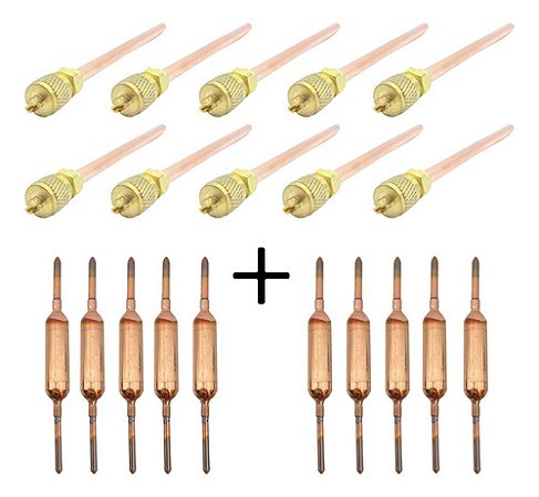 Kit 10x Filtros Secador Sem Rabicho + 10x Válvulas Schrader