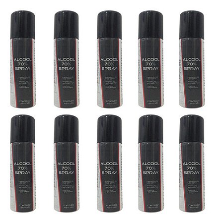 Kit 10x Álcool Spray 70% Antisséptico Com Hidratante 65ml