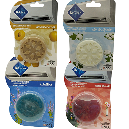 Kit 4 Pastilhas Bactericidas Aromatizantes Ar Condicionado