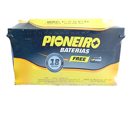 Bateria PIONEIRO 75Ah, Convencional
