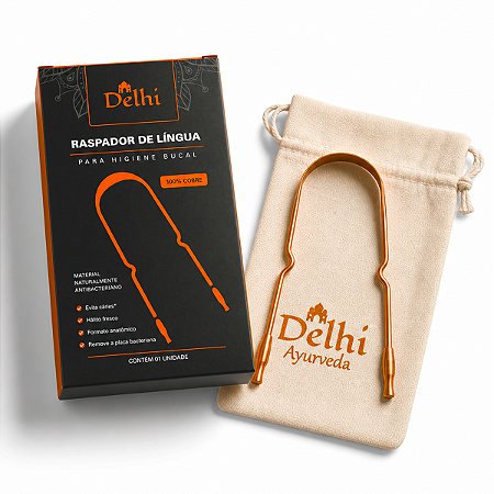 Raspador Limpador De Língua 100% Cobre Delhi Ayurveda