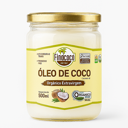 Óleo de Coco Orgânico Extra Virgem 500ml Finococo Nacional