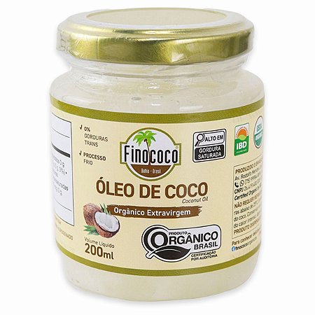 Óleo de Coco Orgânico Extra Virgem 200ml Finococo Nacional