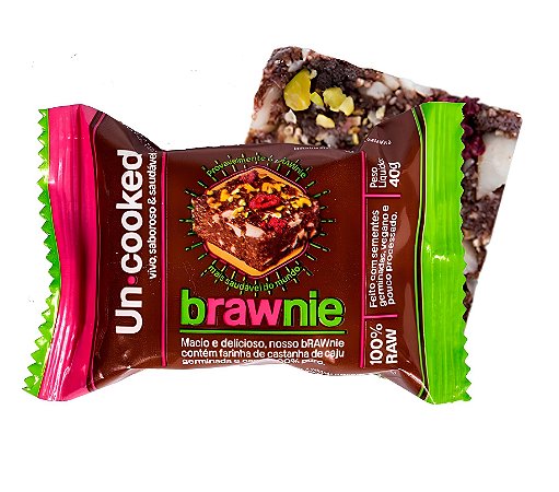 Brawnie Castanhas Sem Glúten Vegano 40g Uncooked Zero Açúcar