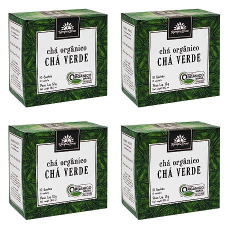 Kit 4x Chá Verde Orgânico 10 Sachês Kampo de Ervas