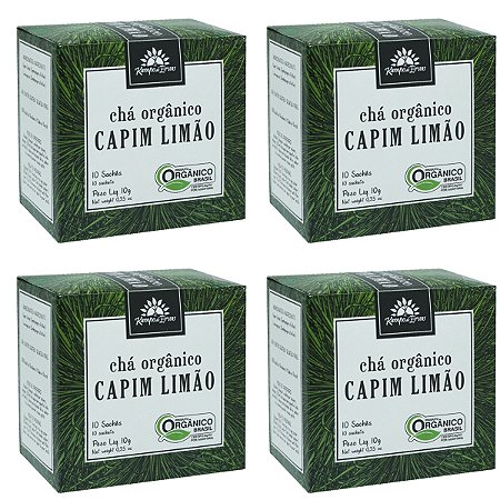 Kit 4x Chá Capim Limão Orgânico 10 Sachês Kampo de Ervas