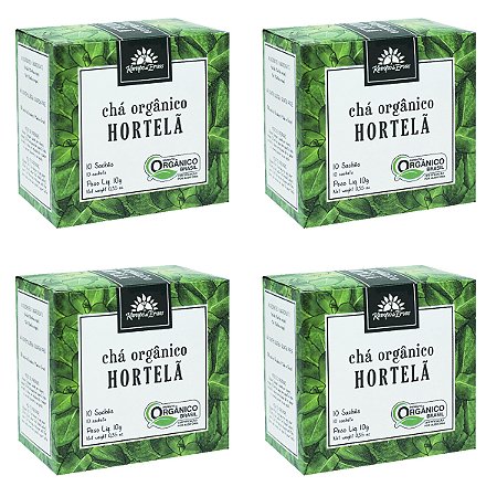 Kit 4x Chá Hortelã Orgânico 10 Sachês Kampo de Ervas