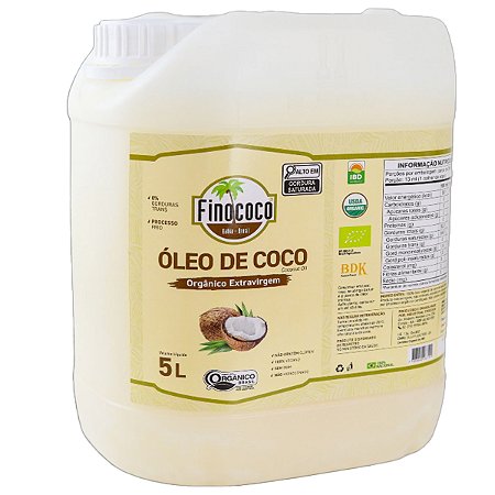 Óleo De Coco Extravirgem Orgânico 5 Litros - Finococo