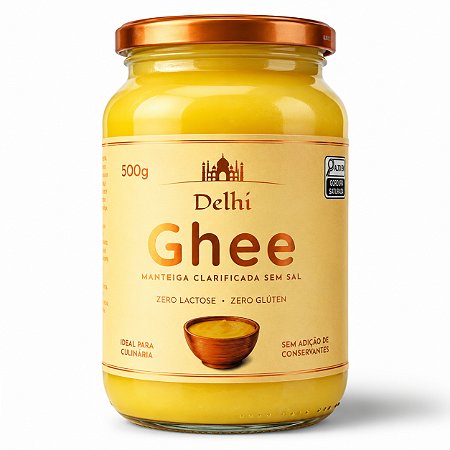 Manteiga Ghee Clarificada Delhi 500g Zero Lactose, Sem Caseína, Zero Sódio,