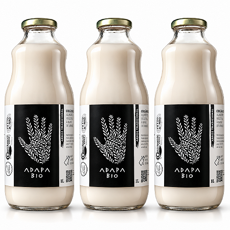 Kit 3 Leite de Arroz Tradicional Orgânico 1L Adapa Bio