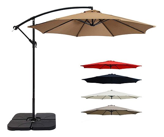 Ombrelone Guarda Sol Praia Jardim Lateral 3m Bege Com Base